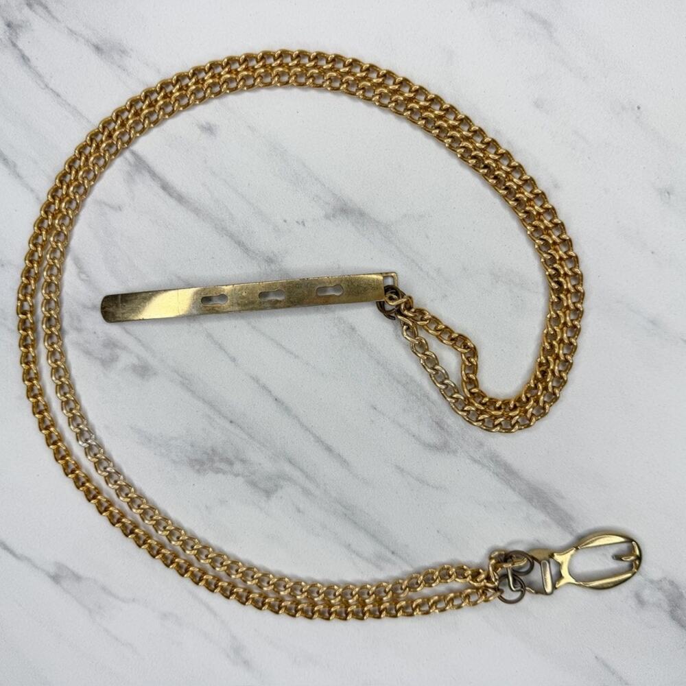 Vintage Gold Tone Double Strand Chain Belt Extra Small/Small (XS/S) ✨